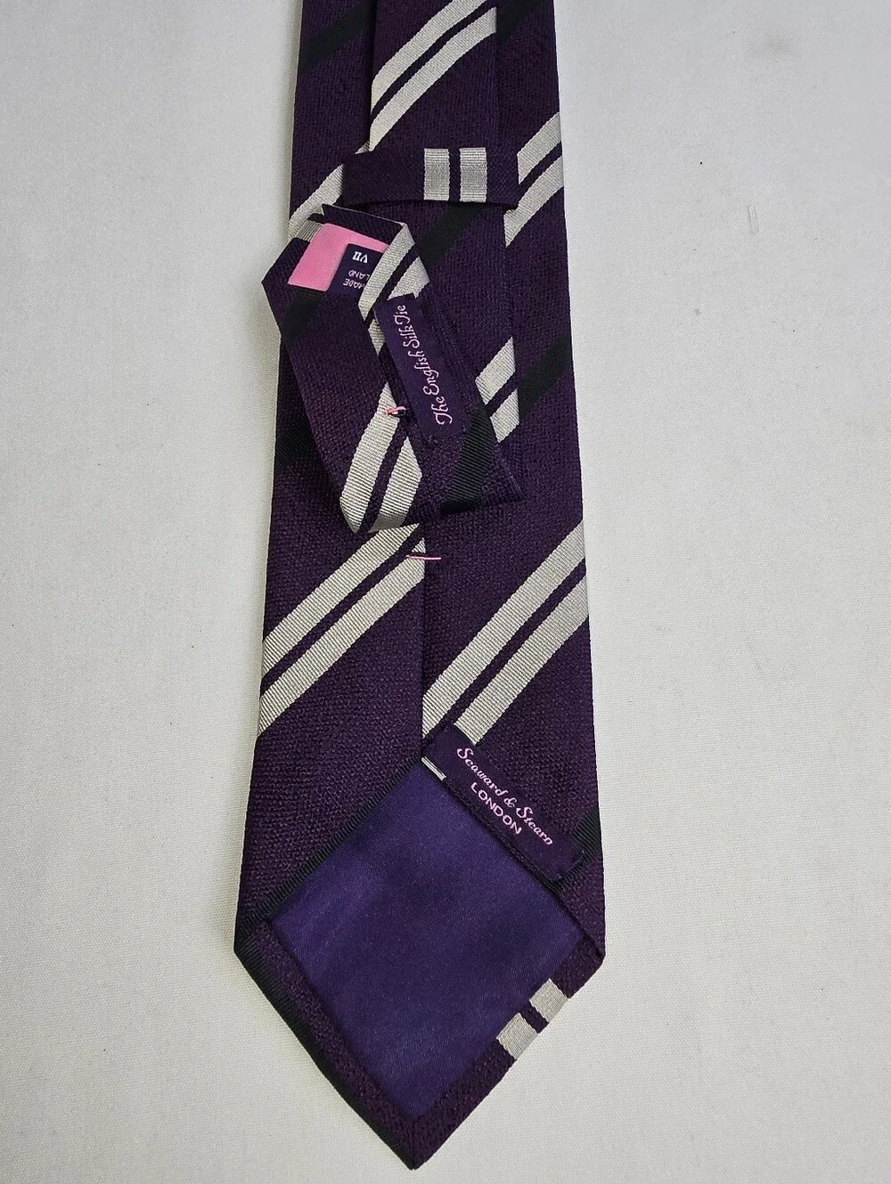 Seward & Stearn London The English Silk Tie Striped Purple Men's Neck tie